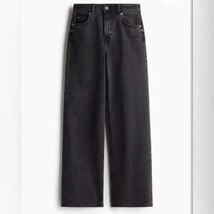 Wide leg high waisted denim black jean